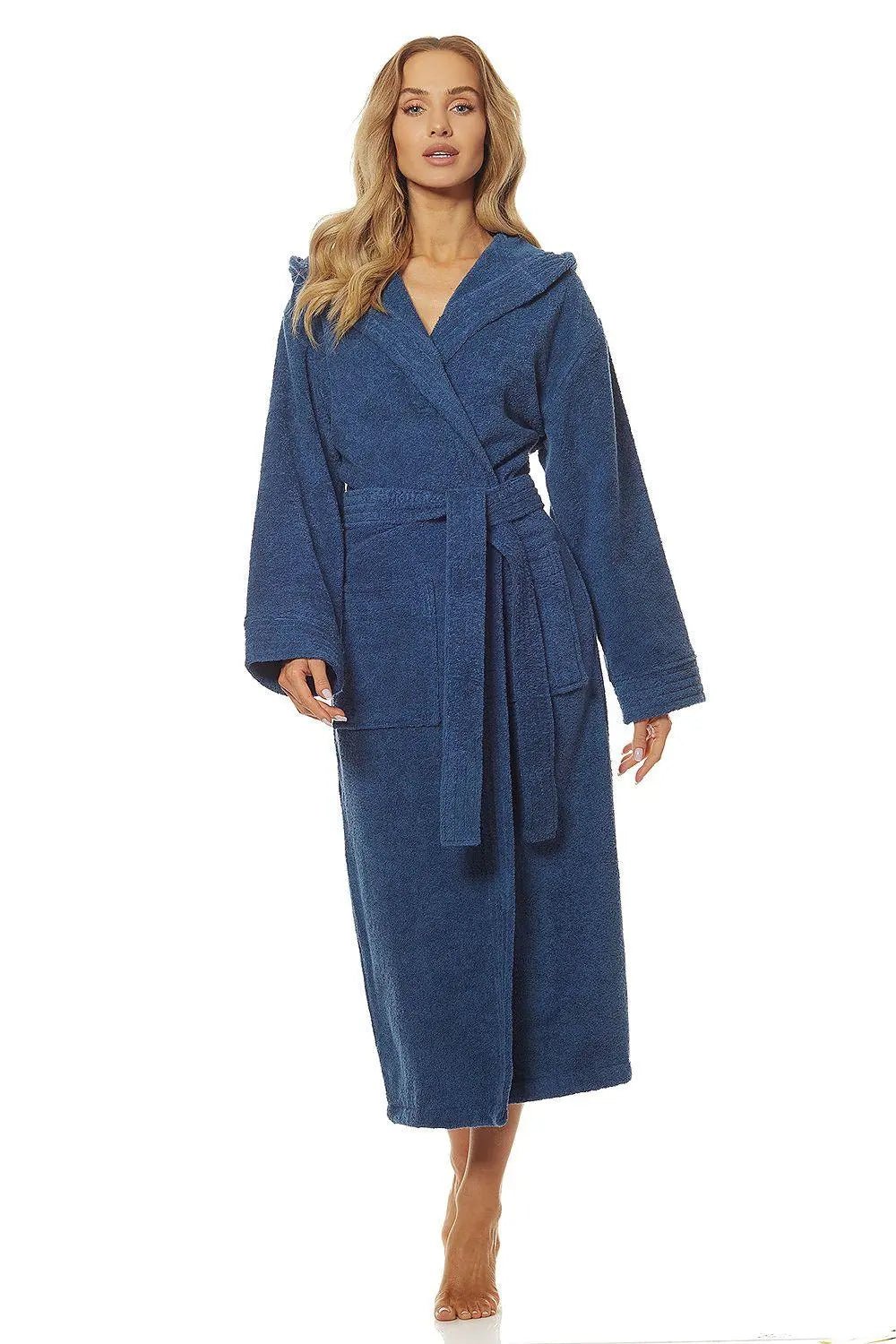 L&L collection navy blue color long bathrobe - Honesty Sales