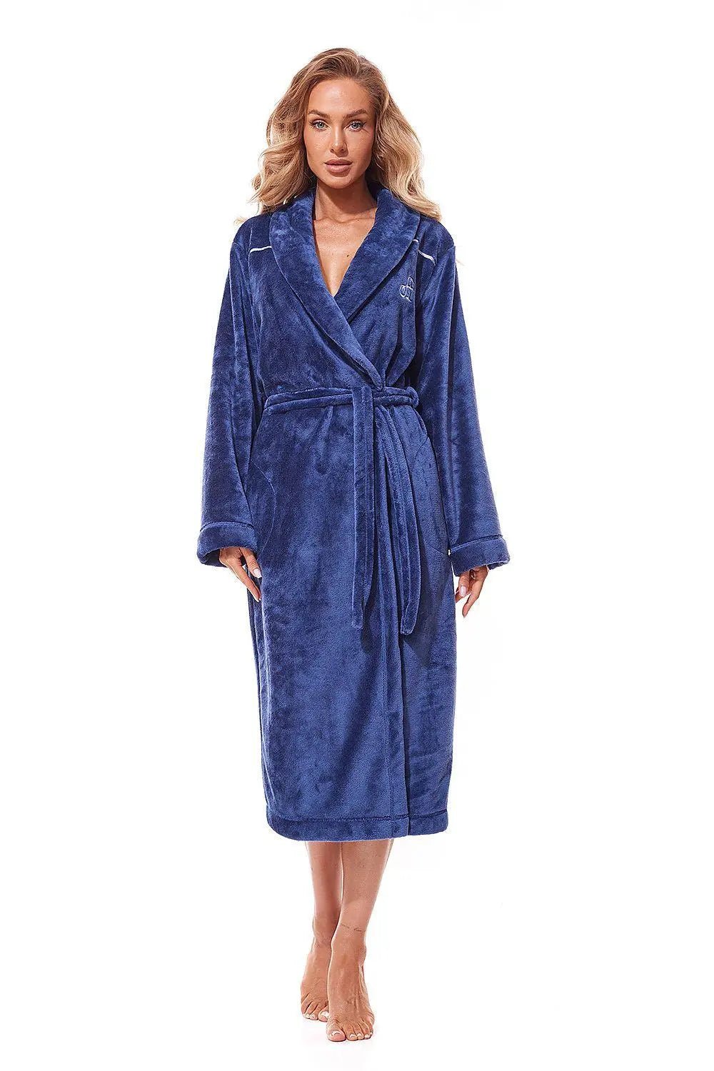 L&L collection smooth, shiny fabric long bathrobe - Honesty Sales