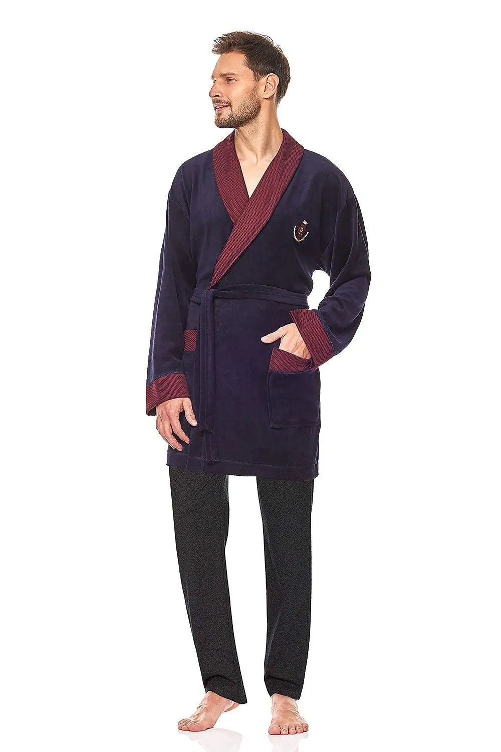 L&L collection velour fabric men's bathrobe - Honesty Sales
