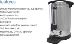 Lloytron Stainless Steel Hot Water Urn 20Ltr - Honesty Sales