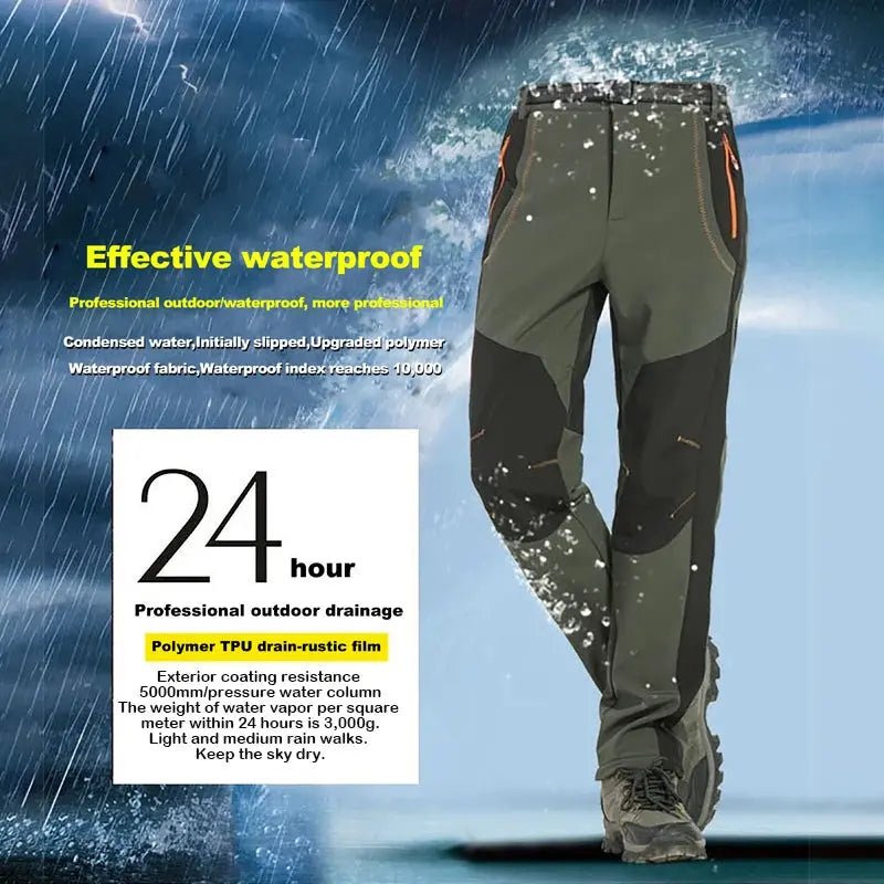 LNGXO Men’s Winter Waterproof Fleece Hiking Pants – Windproof Soft Shell - Honesty Sales