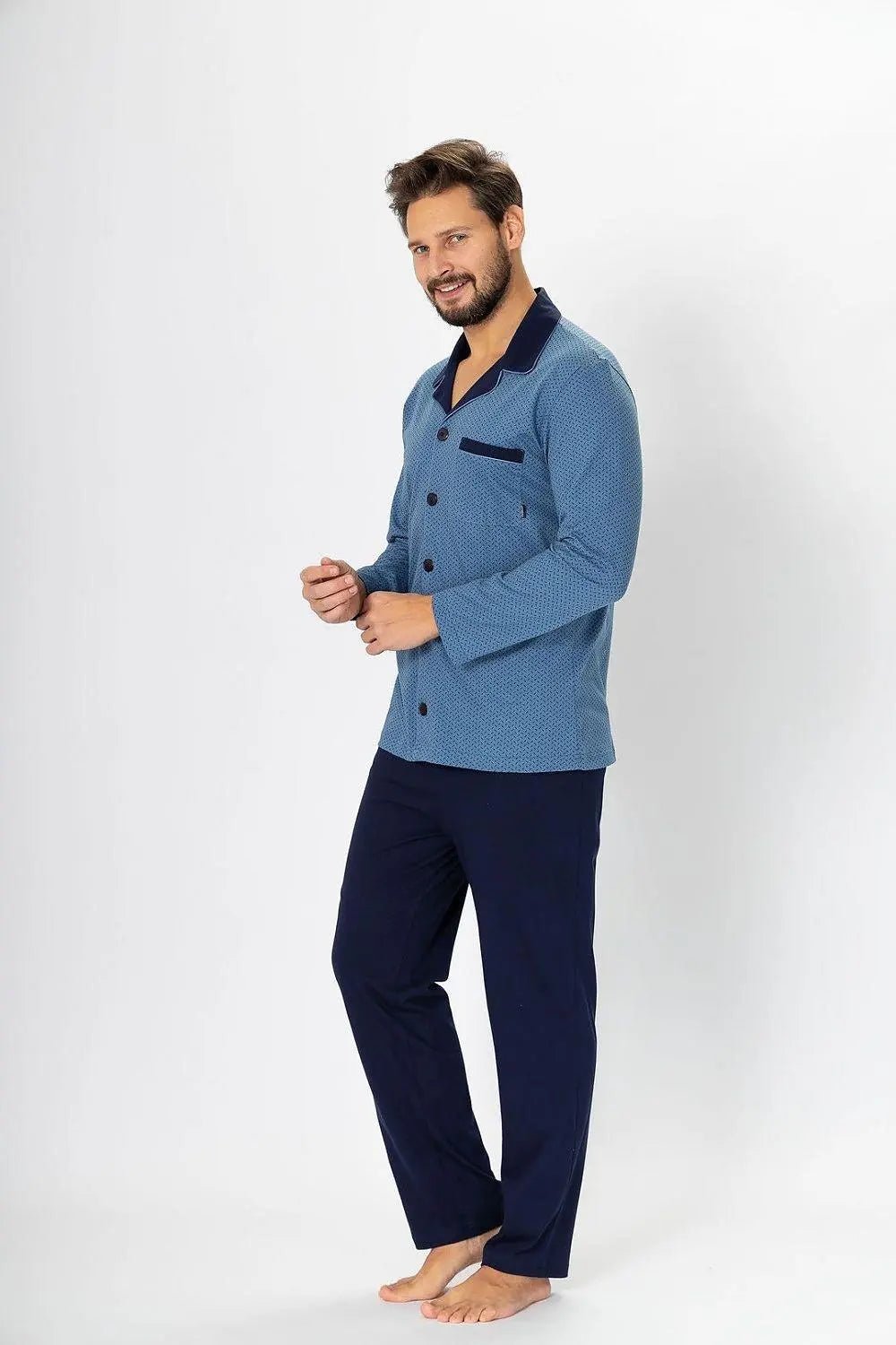 M-Max fine pattern unbuttoned men's pajamas - Honesty Sales