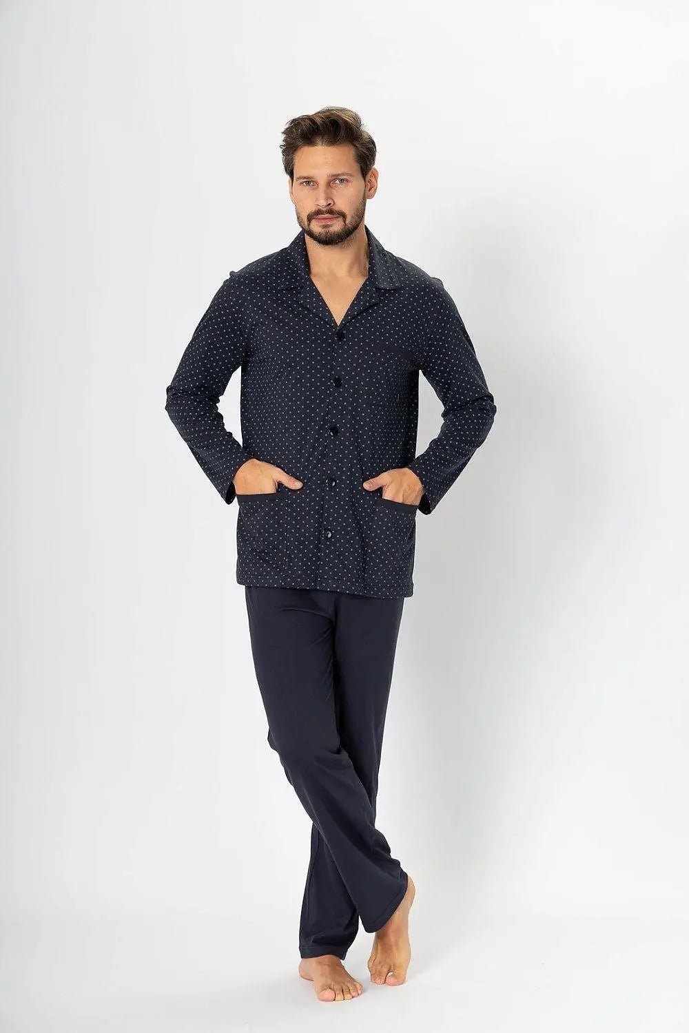 M-Max knitted fabric men's unbuttoned pajamas - Honesty Sales