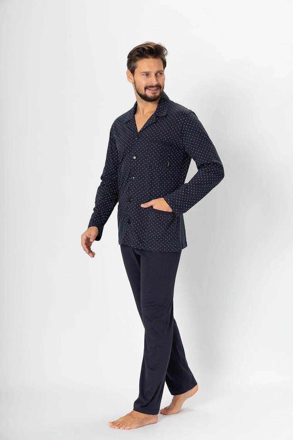 M-Max knitted fabric men's unbuttoned pajamas - Honesty Sales