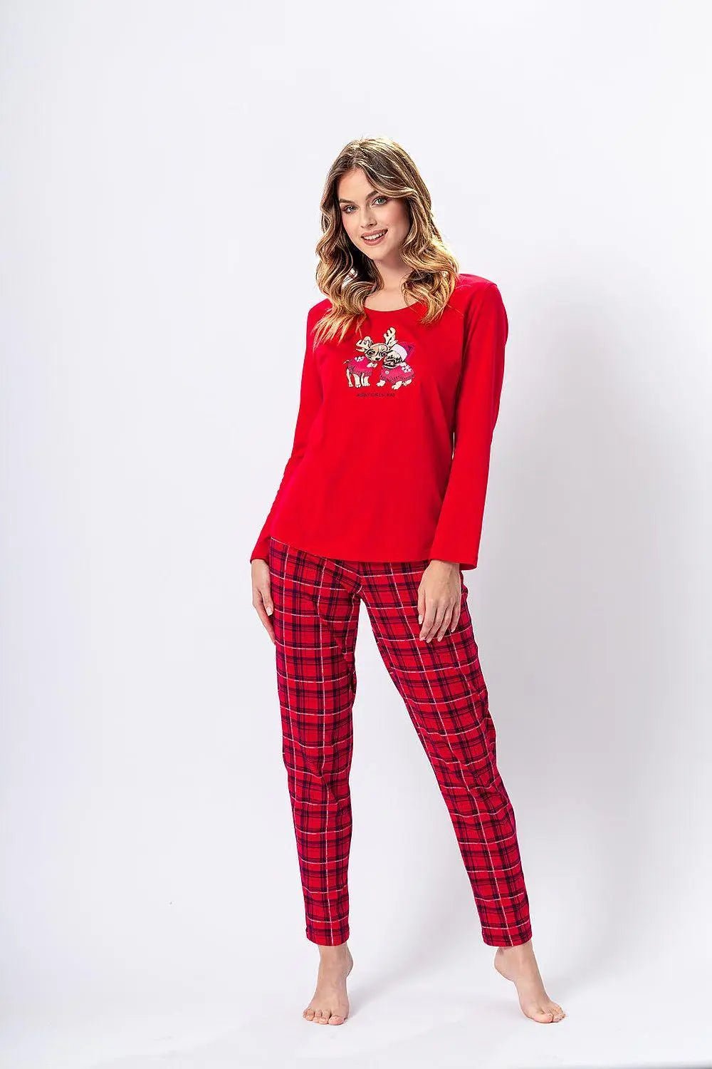 M-Max sleeved shirt and patterned pants womens pajamas - Honesty Sales