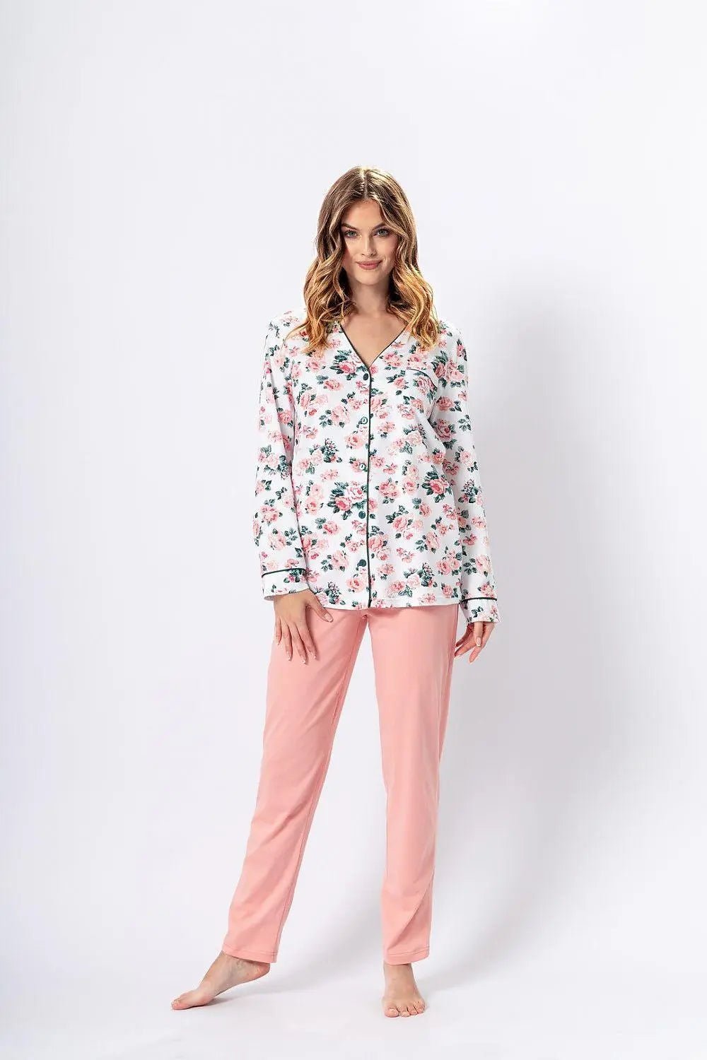 M-Max unbuttoned long pants and t-shirt womens pajamas - Honesty Sales