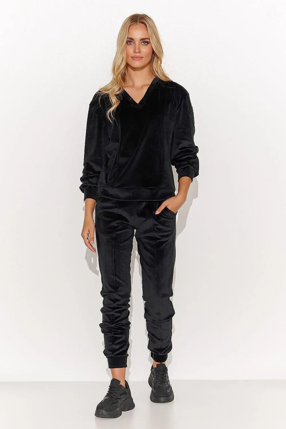 Makadamia elegant and feminine velour knit tracksuit - Honesty Sales