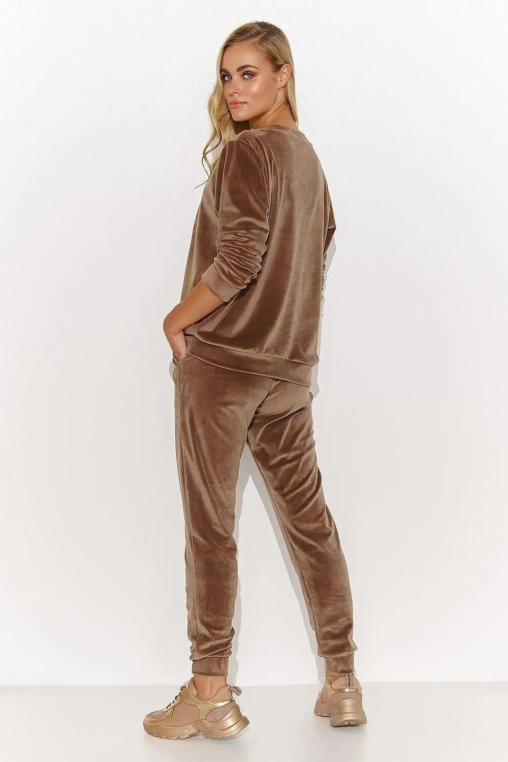 Makadamia velour long-sleeved blouse - Honesty Sales