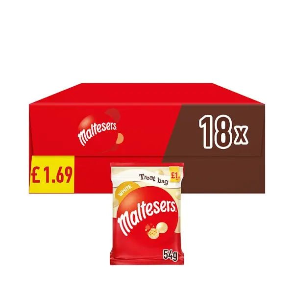 Maltesers White Chocolate & Honeycomb Bag 54g (Case of 18) - Honesty Sales