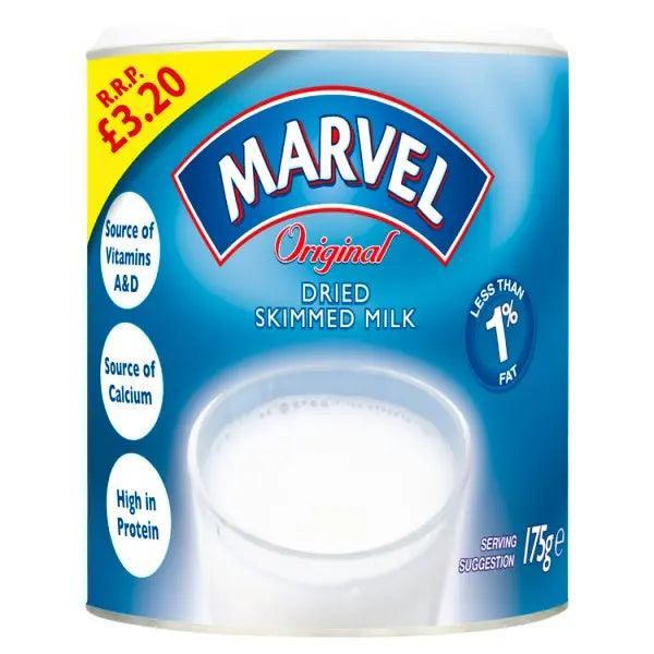 MARVEL Original Dried Skimmed Milk 12 x 175g PMP £3.20 (Case of 12) - Honesty Sales