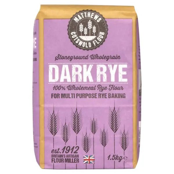 Matthews Cotswold Flour Stoneground Dark Rye 5 x 1.5kg - Honesty Sales