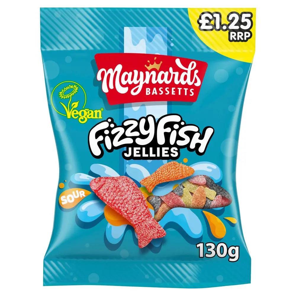 Maynards Bassetts Fizzy Fish Sweets Bag 130 (Case of 12) - Honesty Sales