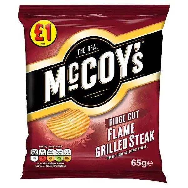 McCoy's Flame Grilled Steak Flavour Ridge Cut Potato Crisps 65g (Case of 16) - Honesty Sales Image principale du produit