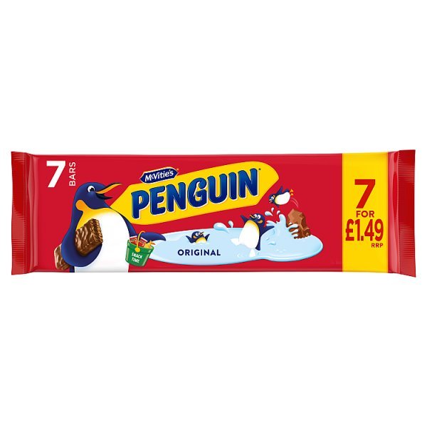 McVitie's Penguin Original Bars 7 x 24.6g (172.2g) (12 x 172g) - Honesty Sales