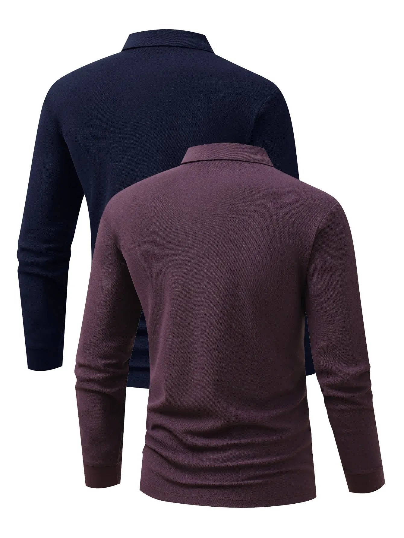 Men’s 2 - Pack Long Sleeve Polo Shirts – Button Collar Logo Business Casual Tops - Honesty Sales