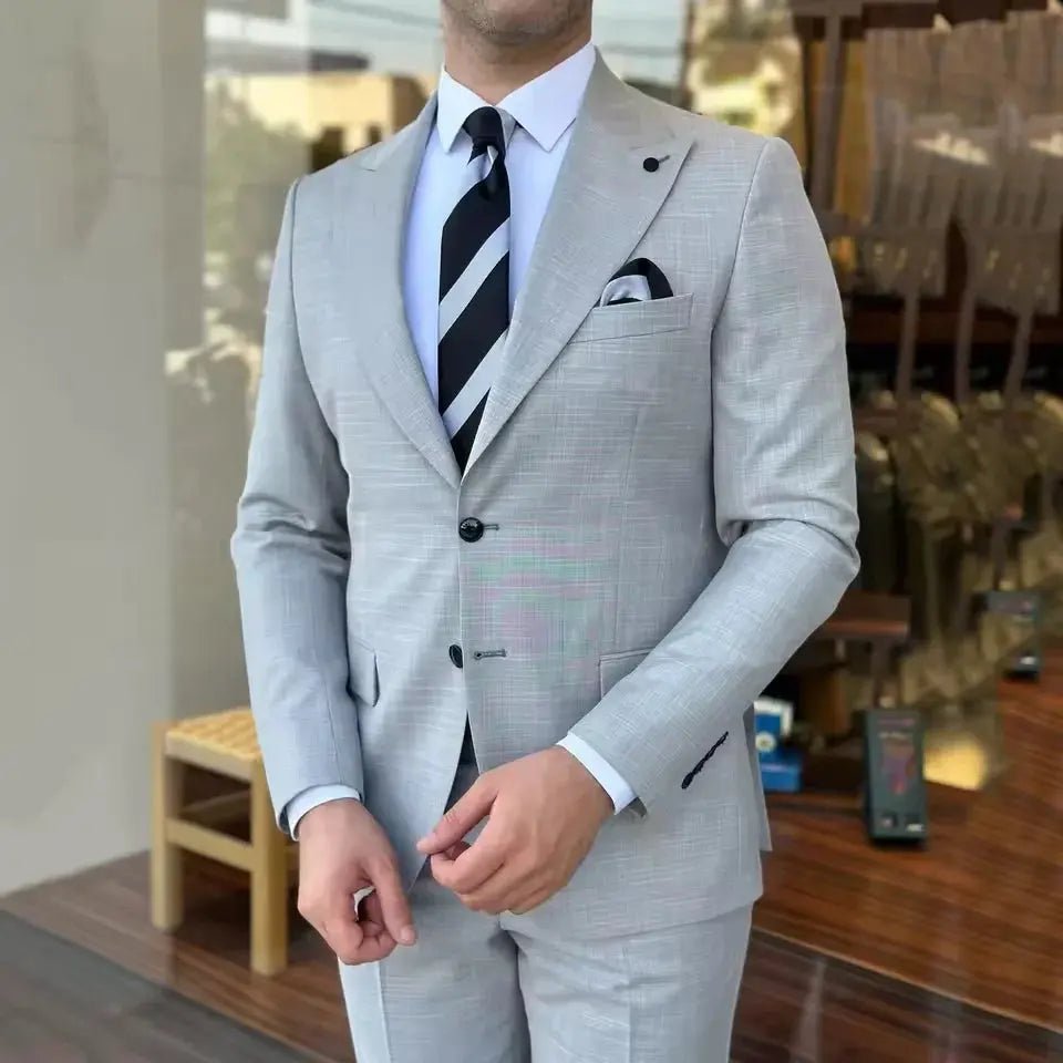 Men’s 2 - Piece Formal Suit – Round Neck Jacket & Trousers - Honesty Sales