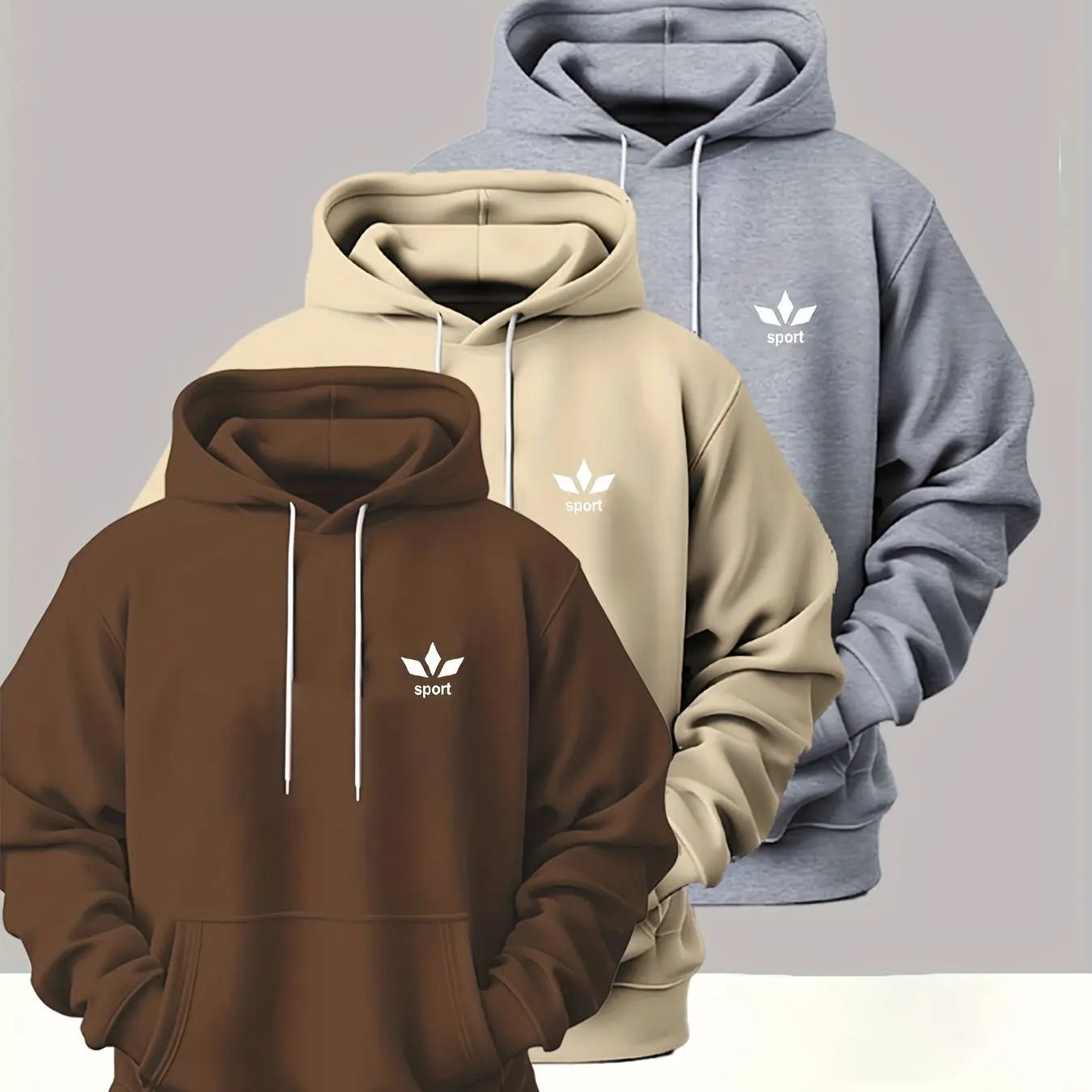 Men’s 3 - Pack Heavyweight Hoodies – Casual Pullover Streetwear with Front Pocket - Honesty Sales