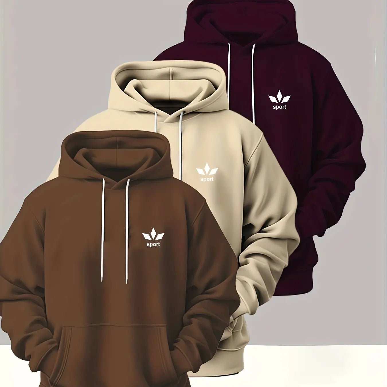 Men’s 3 - Pack Heavyweight Hoodies – Casual Pullover Streetwear with Front Pocket - Honesty Sales