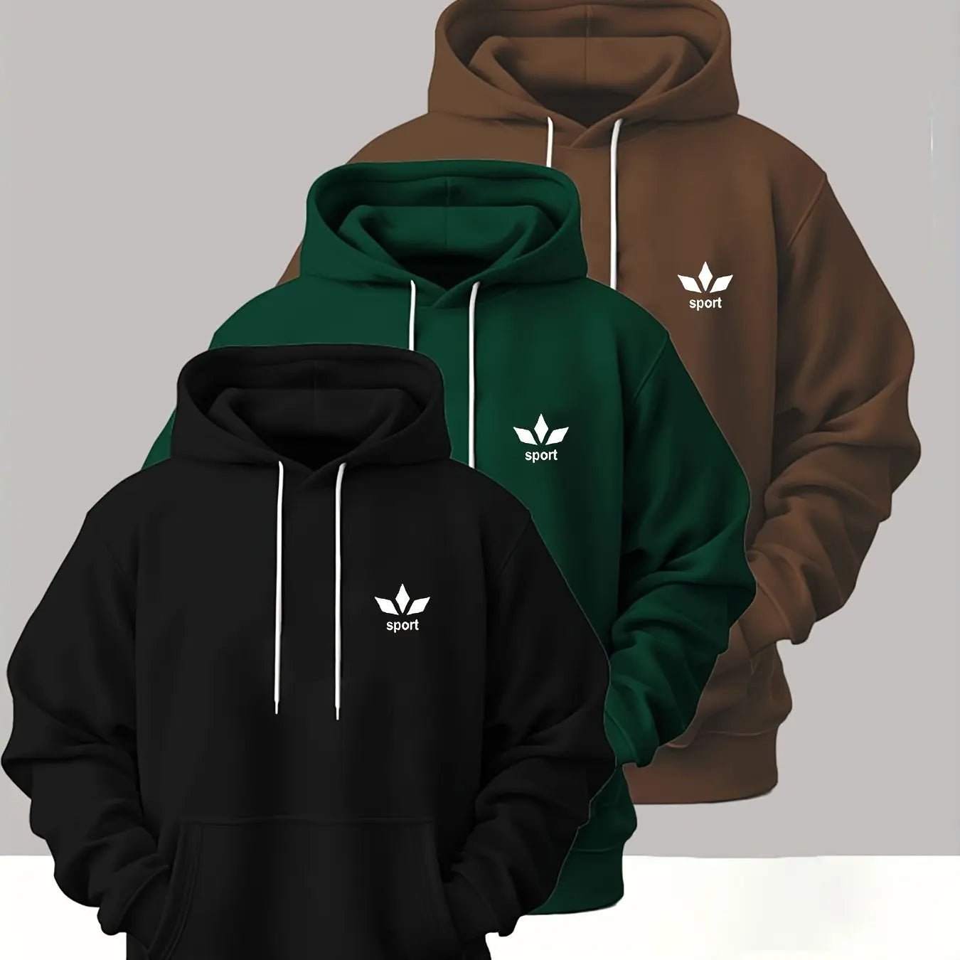 Men’s 3 - Pack Heavyweight Hoodies – Casual Pullover Streetwear with Front Pocket - Honesty Sales