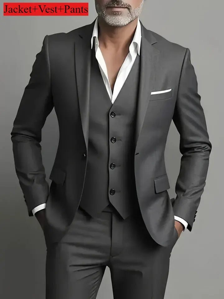 Men’s 3 - Piece Business Casual Suit – Blazer, Vest & Dress Pants, Slim Fit, Big & Tall (US Size) - Honesty Sales