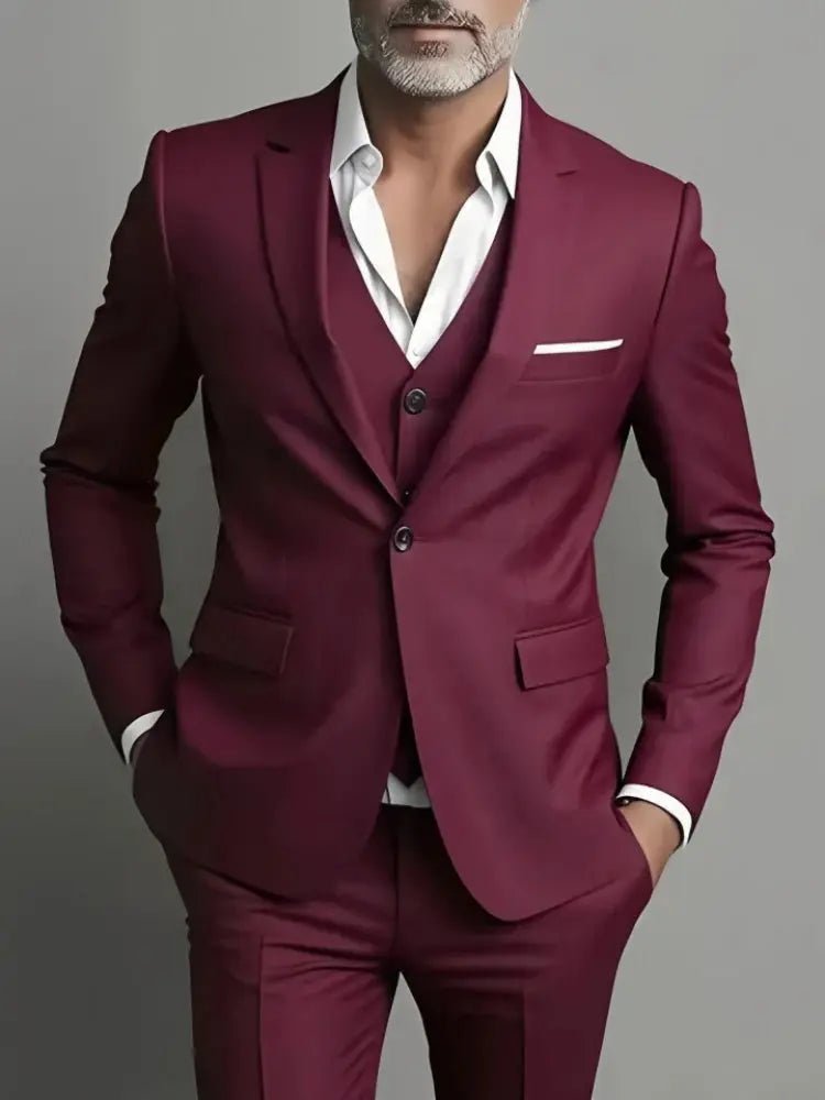 Men’s 3 - Piece Business Casual Suit – Blazer, Vest & Dress Pants, Slim Fit, Big & Tall (US Size) - Honesty Sales