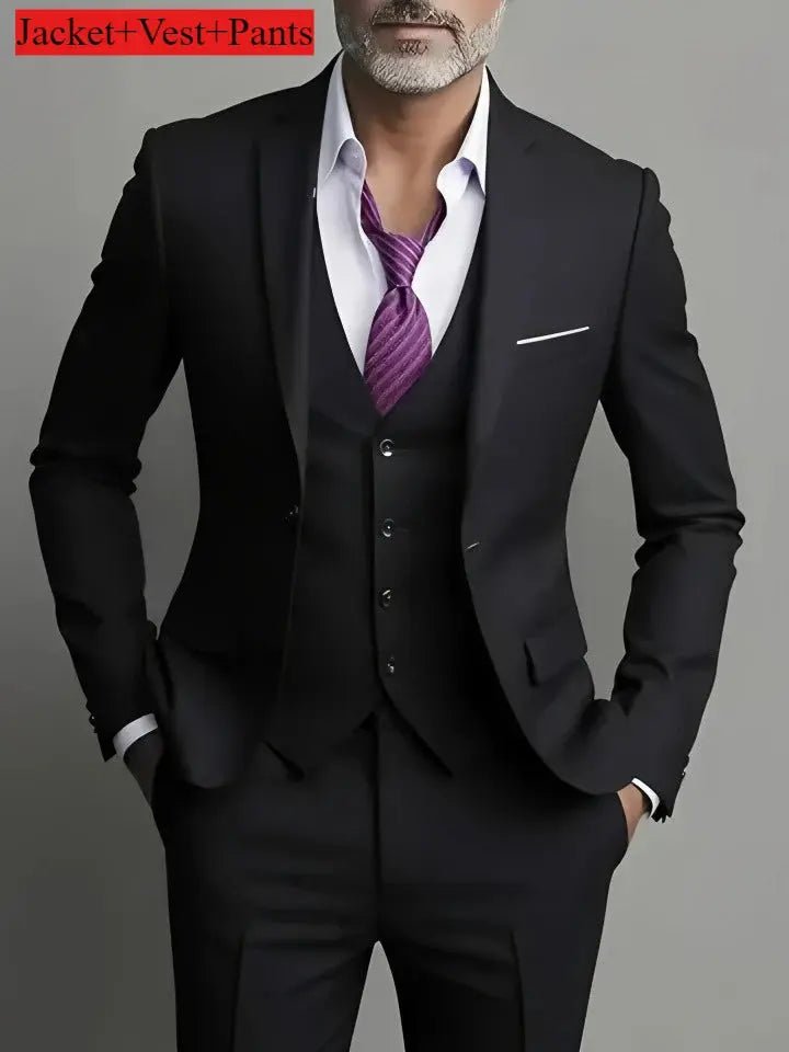 Men’s 3 - Piece Business Casual Suit – Blazer, Vest & Dress Pants, Slim Fit, Big & Tall (US Size) - Honesty Sales