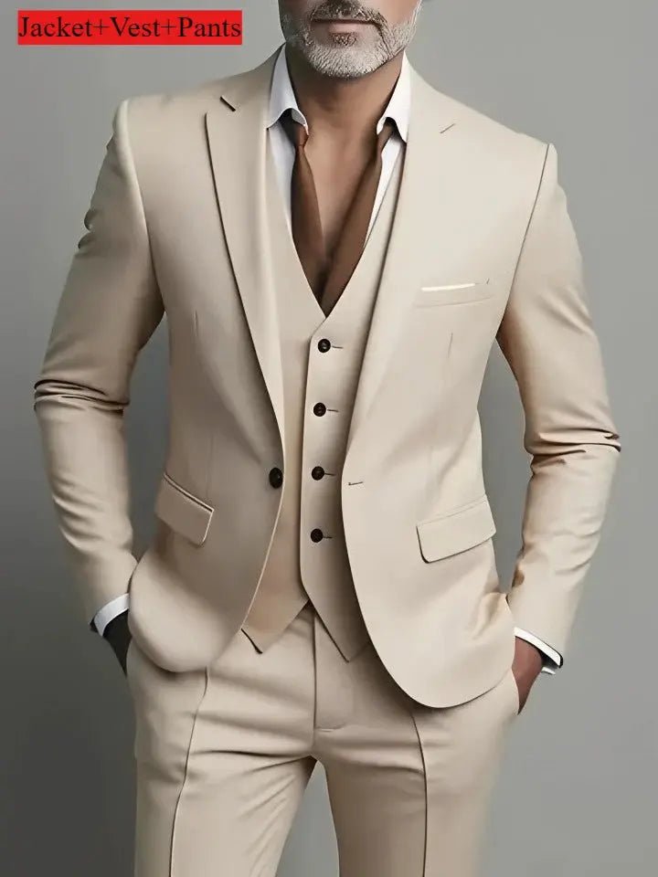 Men’s 3 - Piece Business Casual Suit – Blazer, Vest & Dress Pants, Slim Fit, Big & Tall (US Size) - Honesty Sales