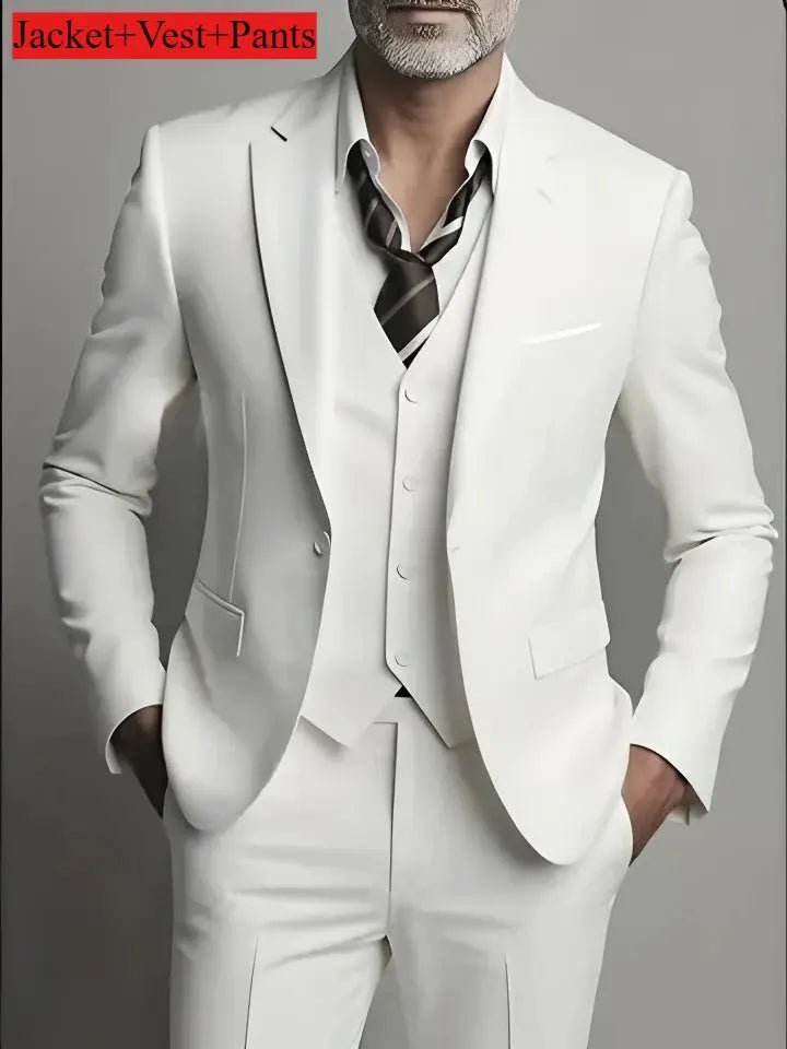 Men’s 3 - Piece Business Casual Suit – Blazer, Vest & Dress Pants, Slim Fit, Big & Tall (US Size) - Honesty Sales