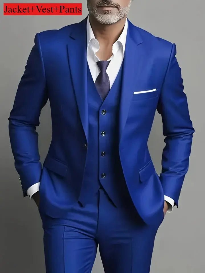 Men’s 3 - Piece Business Casual Suit – Blazer, Vest & Dress Pants, Slim Fit, Big & Tall (US Size) - Honesty Sales