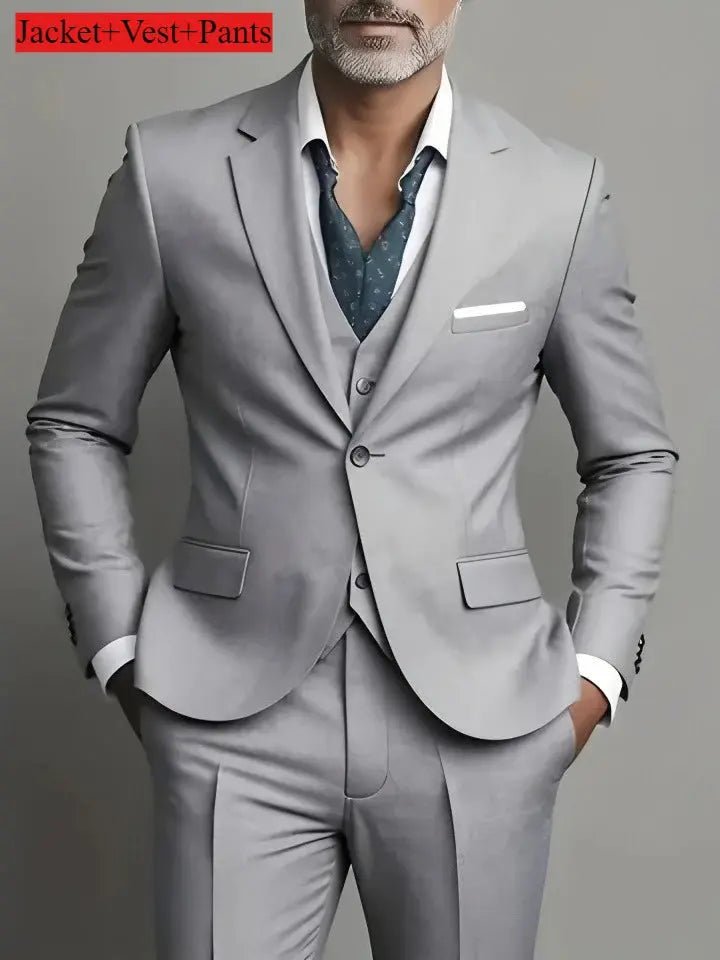 Men’s 3 - Piece Business Casual Suit – Blazer, Vest & Dress Pants, Slim Fit, Big & Tall (US Size) - Honesty Sales