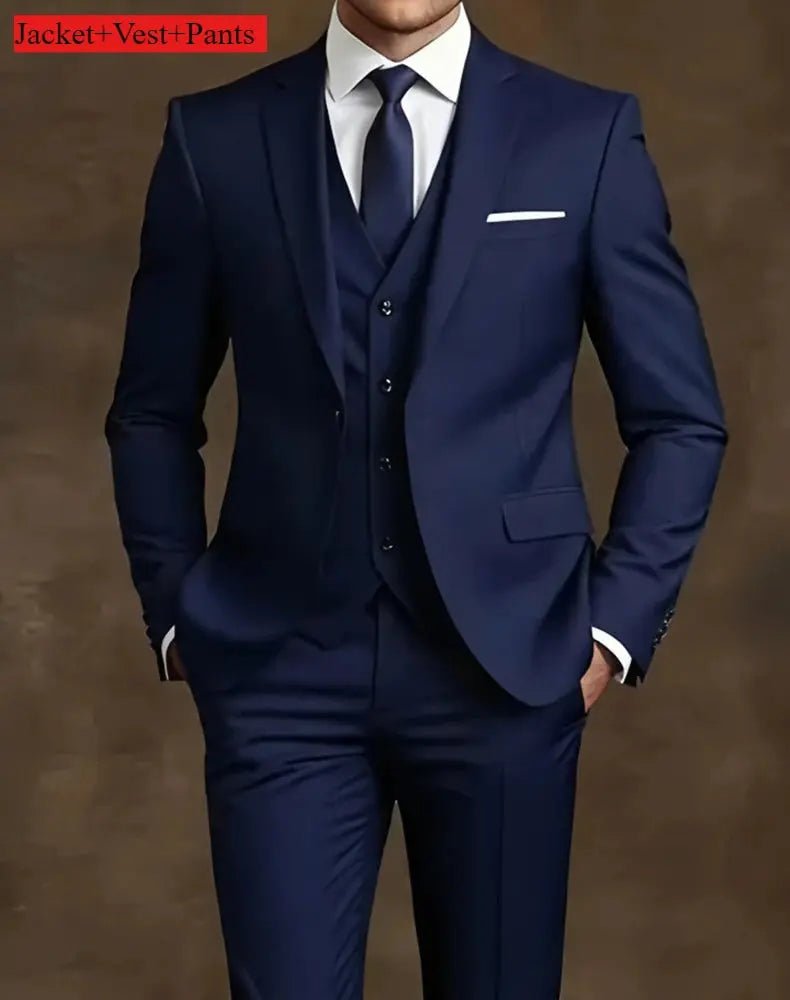 Men’s 3 - Piece Business Casual Suit – Blazer, Vest & Dress Pants, Slim Fit, Big & Tall (US Size) - Honesty Sales