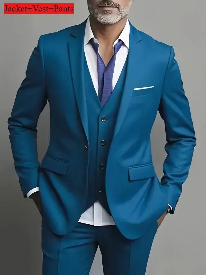 Men’s 3 - Piece Business Casual Suit – Blazer, Vest & Dress Pants, Slim Fit, Big & Tall (US Size) - Honesty Sales
