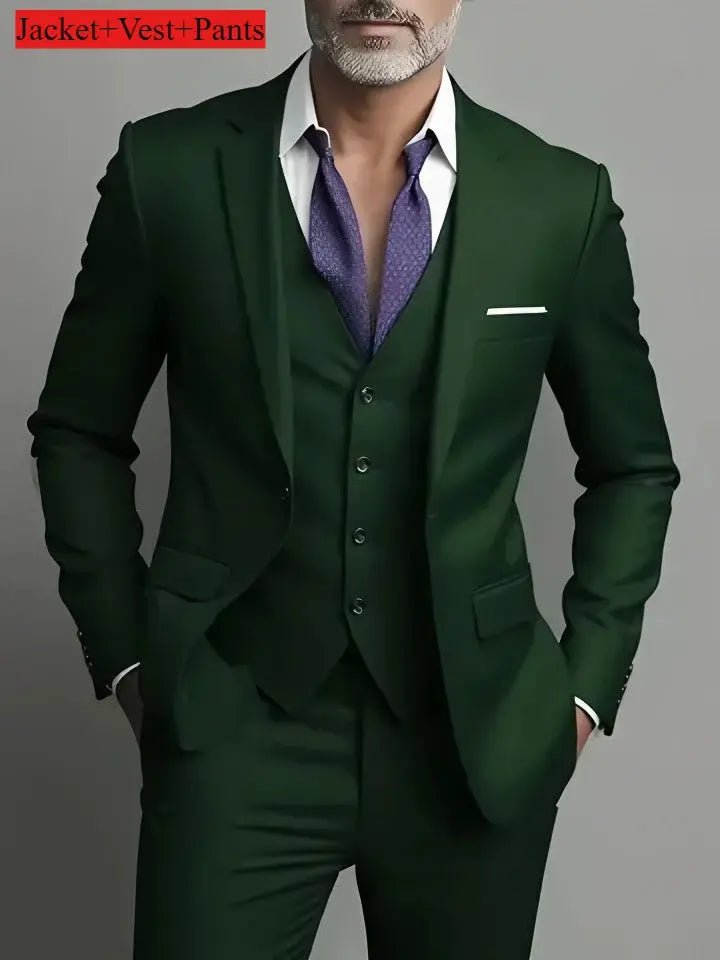 Men’s 3 - Piece Business Casual Suit – Blazer, Vest & Dress Pants, Slim Fit, Big & Tall (US Size) - Honesty Sales