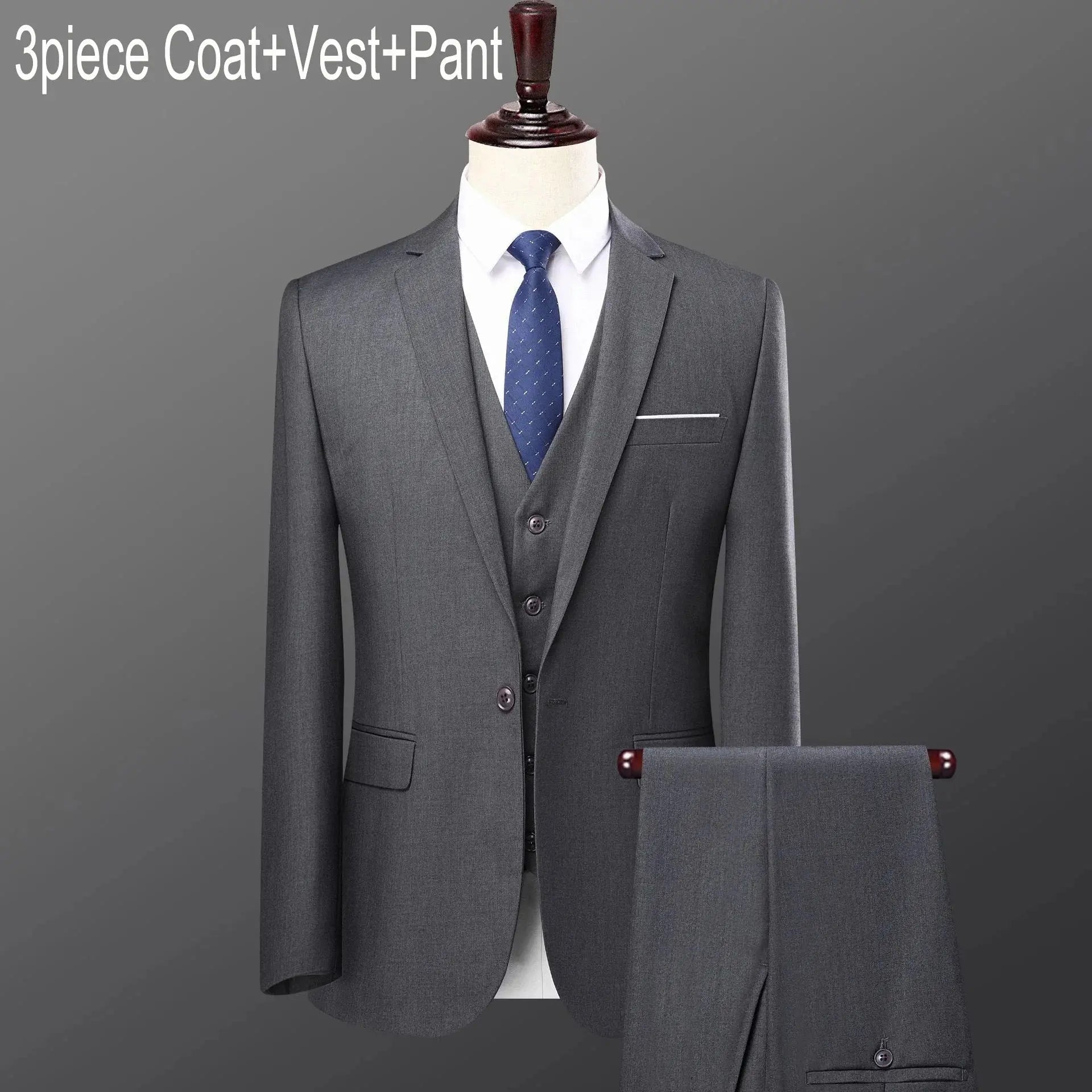 Men’s 3 - Piece Slim Fit Suit – Single Breasted Business & Wedding Set - Honesty Sales