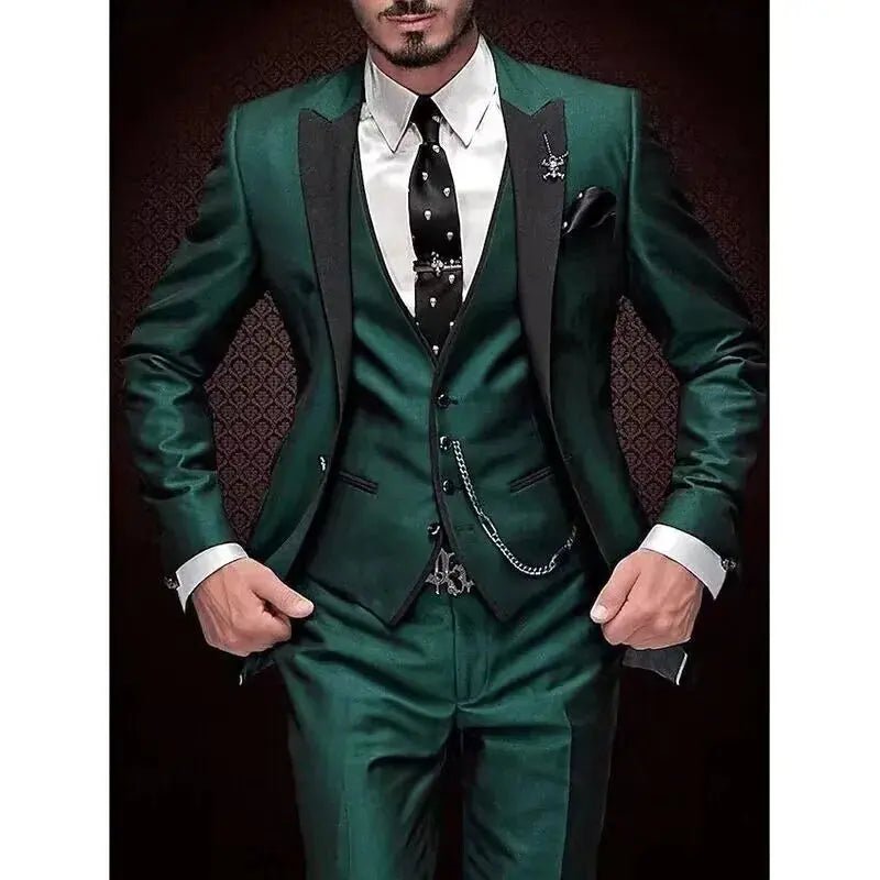 Men’s 3 - Piece Solid Color Suit Set – Casual & Business Style (Blazer, Waistcoat & Trousers) - Honesty Sales