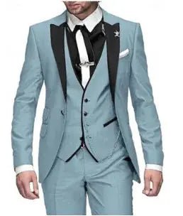 Men’s 3 - Piece Solid Color Suit Set – Casual & Business Style (Blazer, Waistcoat & Trousers) - Honesty Sales