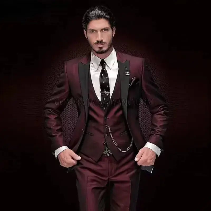Men’s 3 - Piece Solid Color Suit Set – Casual & Business Style (Blazer, Waistcoat & Trousers) - Honesty Sales