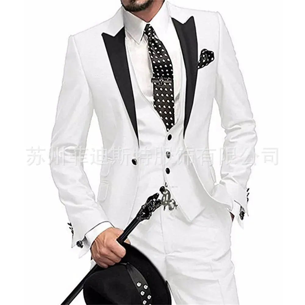 Men’s 3 - Piece Solid Color Suit Set – Casual & Business Style (Blazer, Waistcoat & Trousers) - Honesty Sales