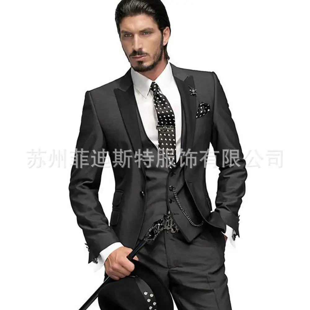 Men’s 3 - Piece Solid Color Suit Set – Casual & Business Style (Blazer, Waistcoat & Trousers) - Honesty Sales