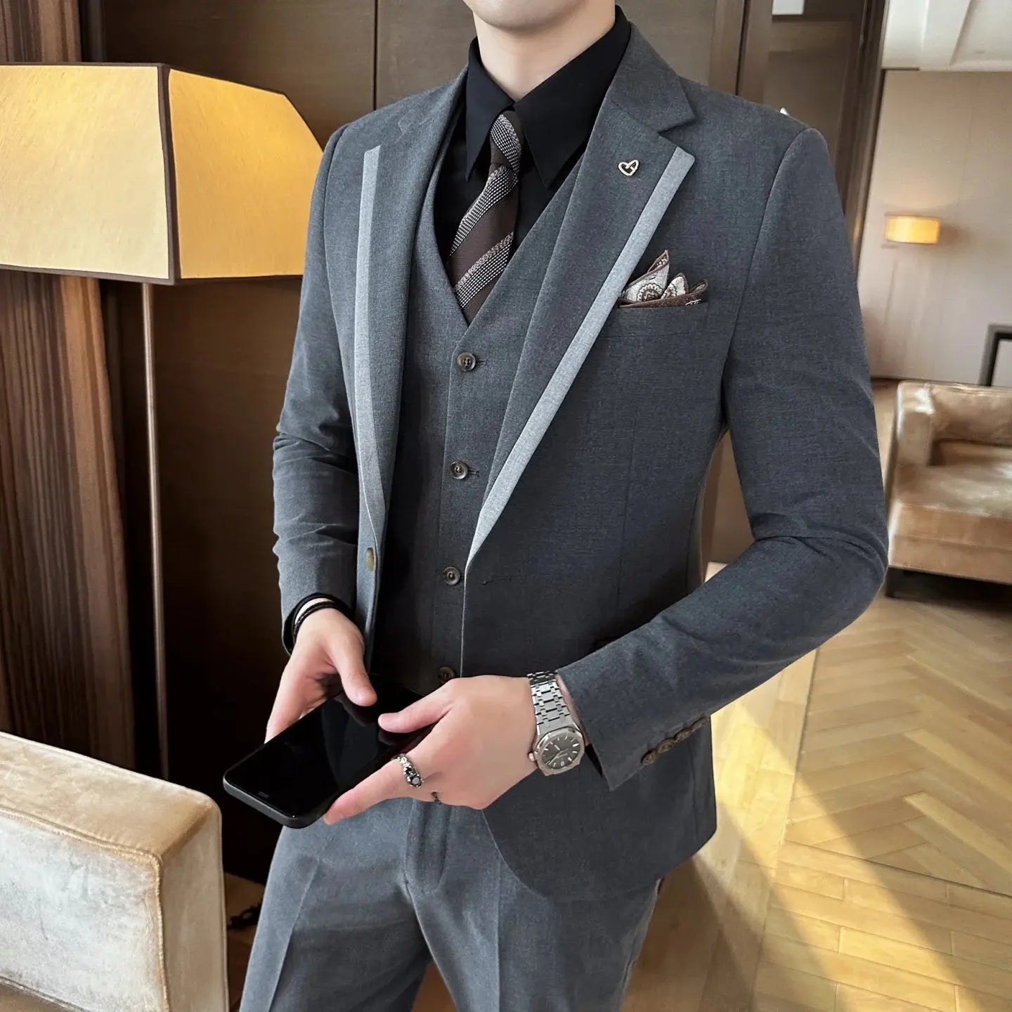 Men’s 3 - Piece Suit Set – High - End Autumn Business, Formal Wedding & Banquet Wear - Honesty Sales