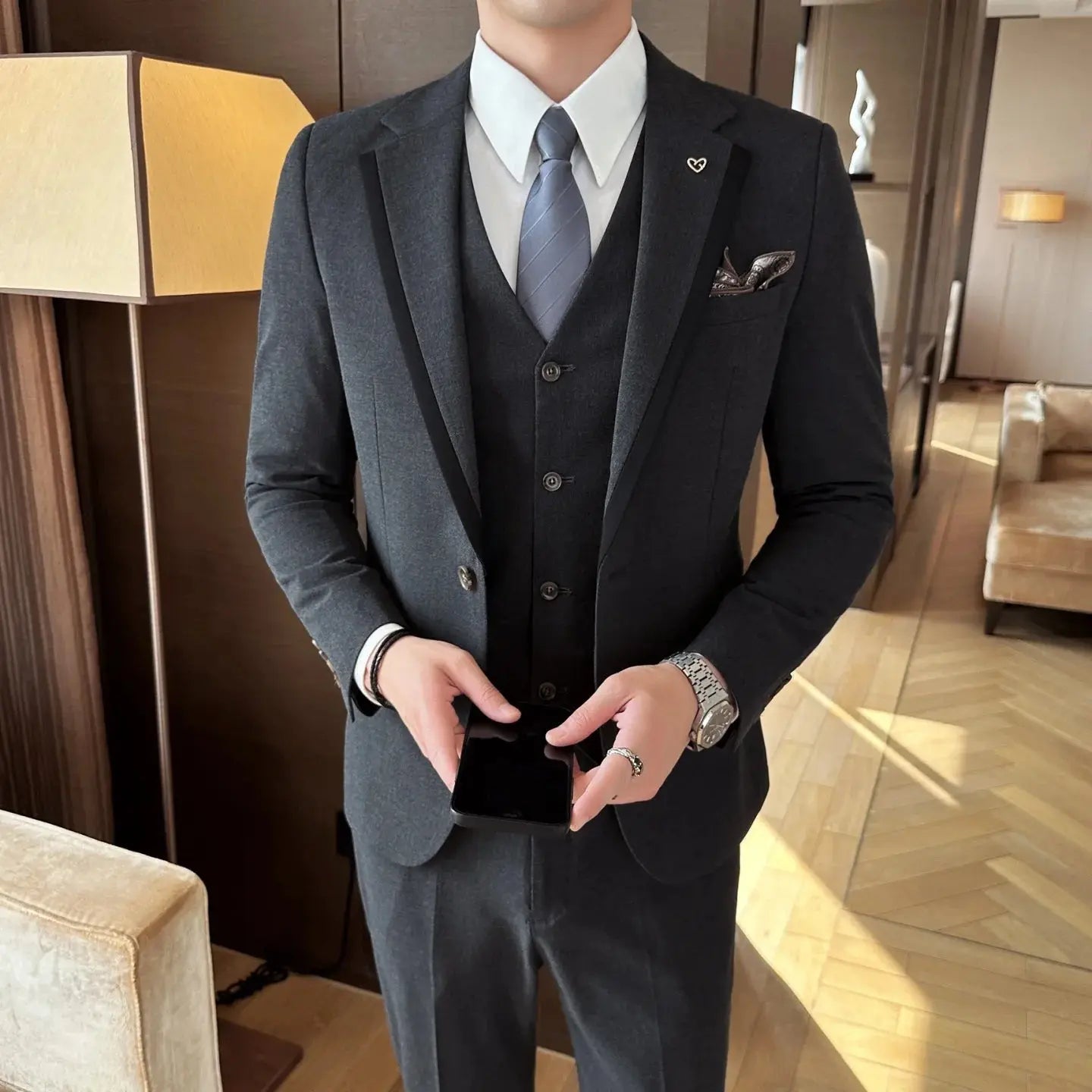 Men’s 3 - Piece Suit Set – High - End Autumn Business, Formal Wedding & Banquet Wear - Honesty Sales