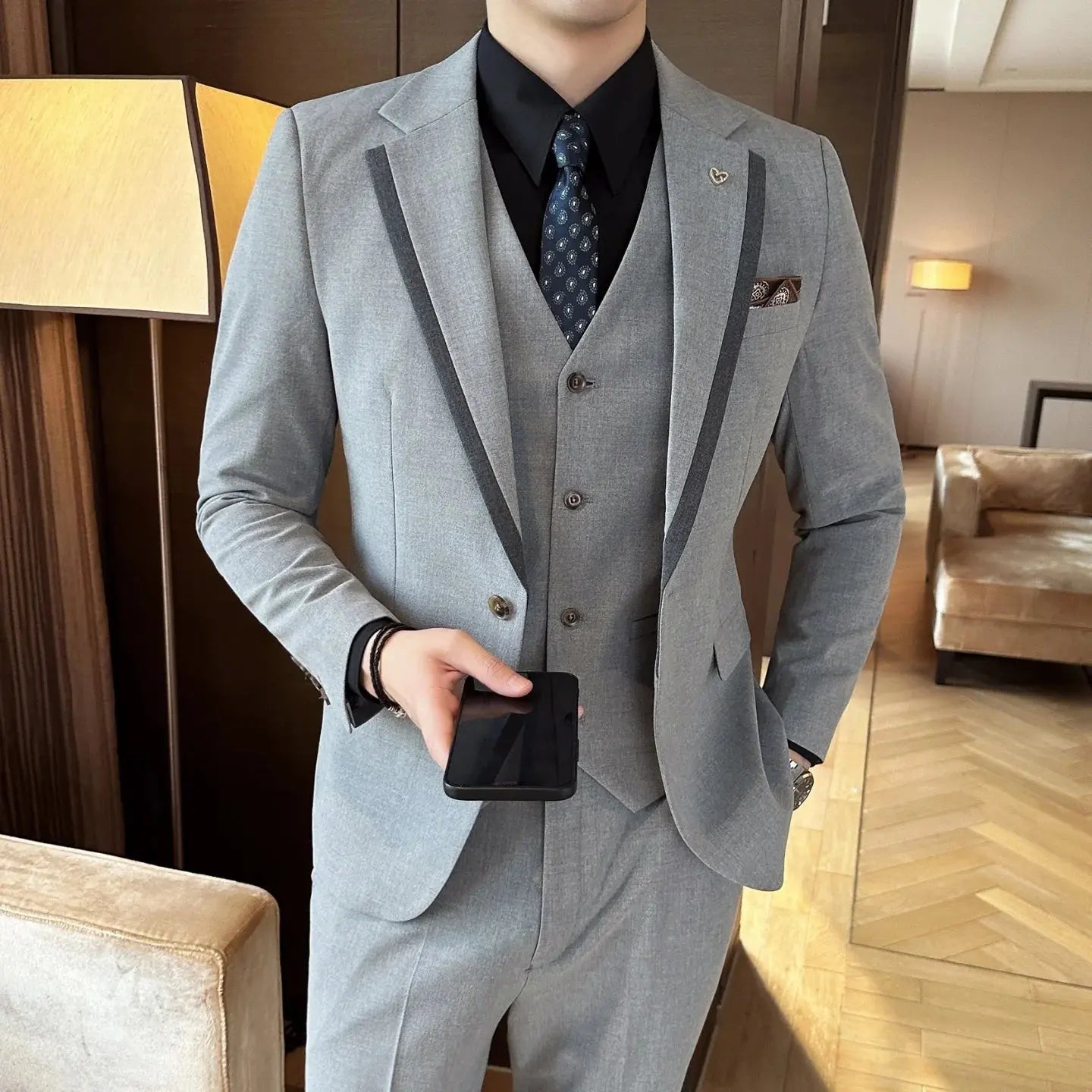 Men’s 3 - Piece Suit Set – High - End Autumn Business, Formal Wedding & Banquet Wear - Honesty Sales