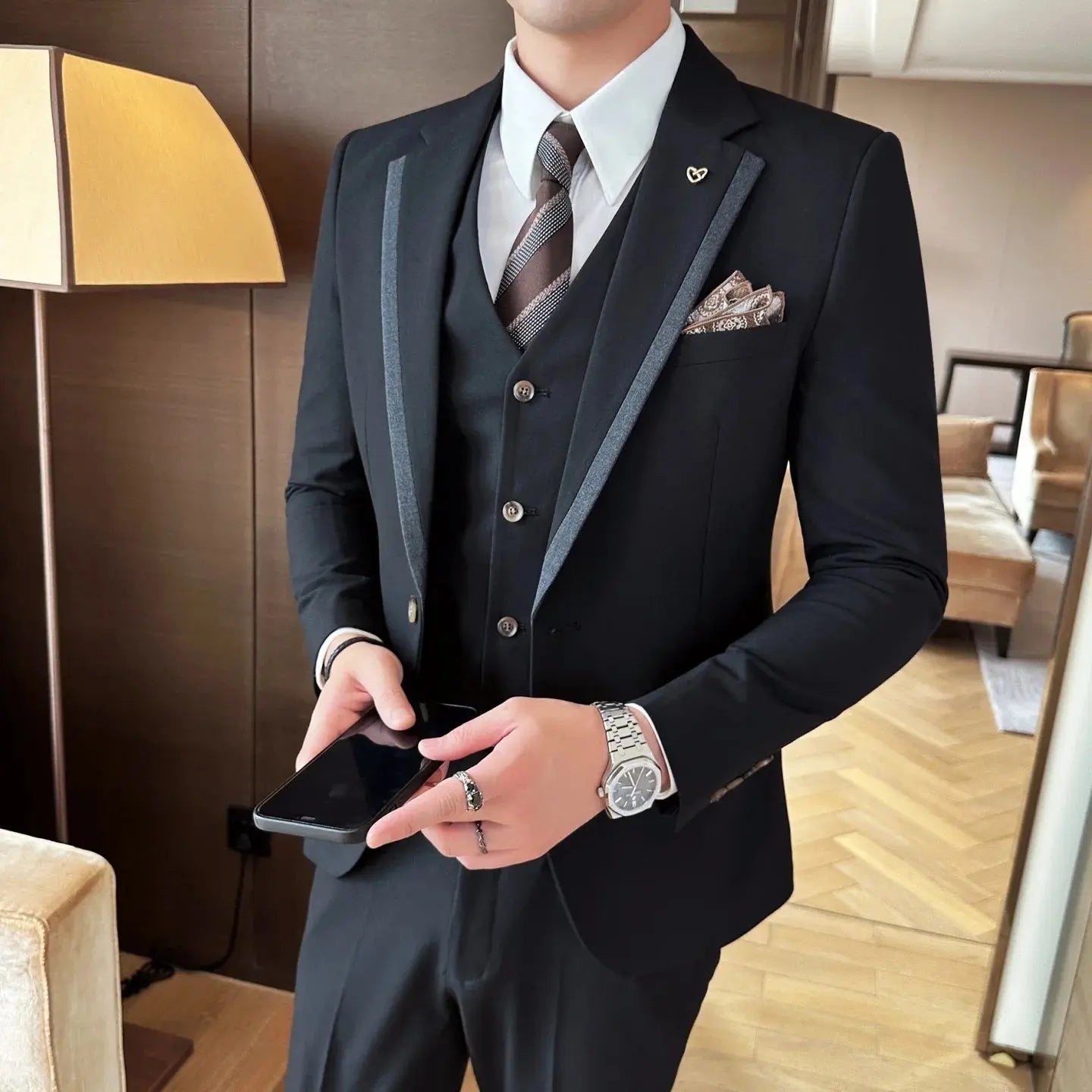 Men’s 3 - Piece Suit Set – High - End Autumn Business, Formal Wedding & Banquet Wear - Honesty Sales