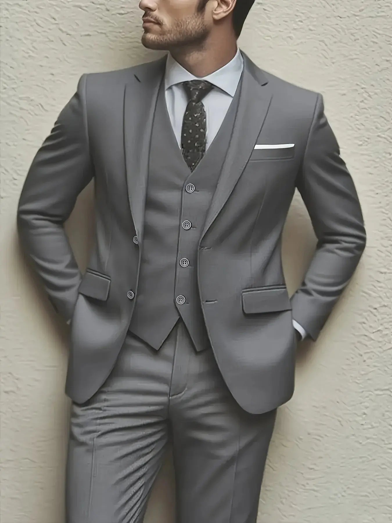 Men’s 3 - Piece Suit Set – Jacket, Vest & Trousers for Formal Events - Honesty Sales