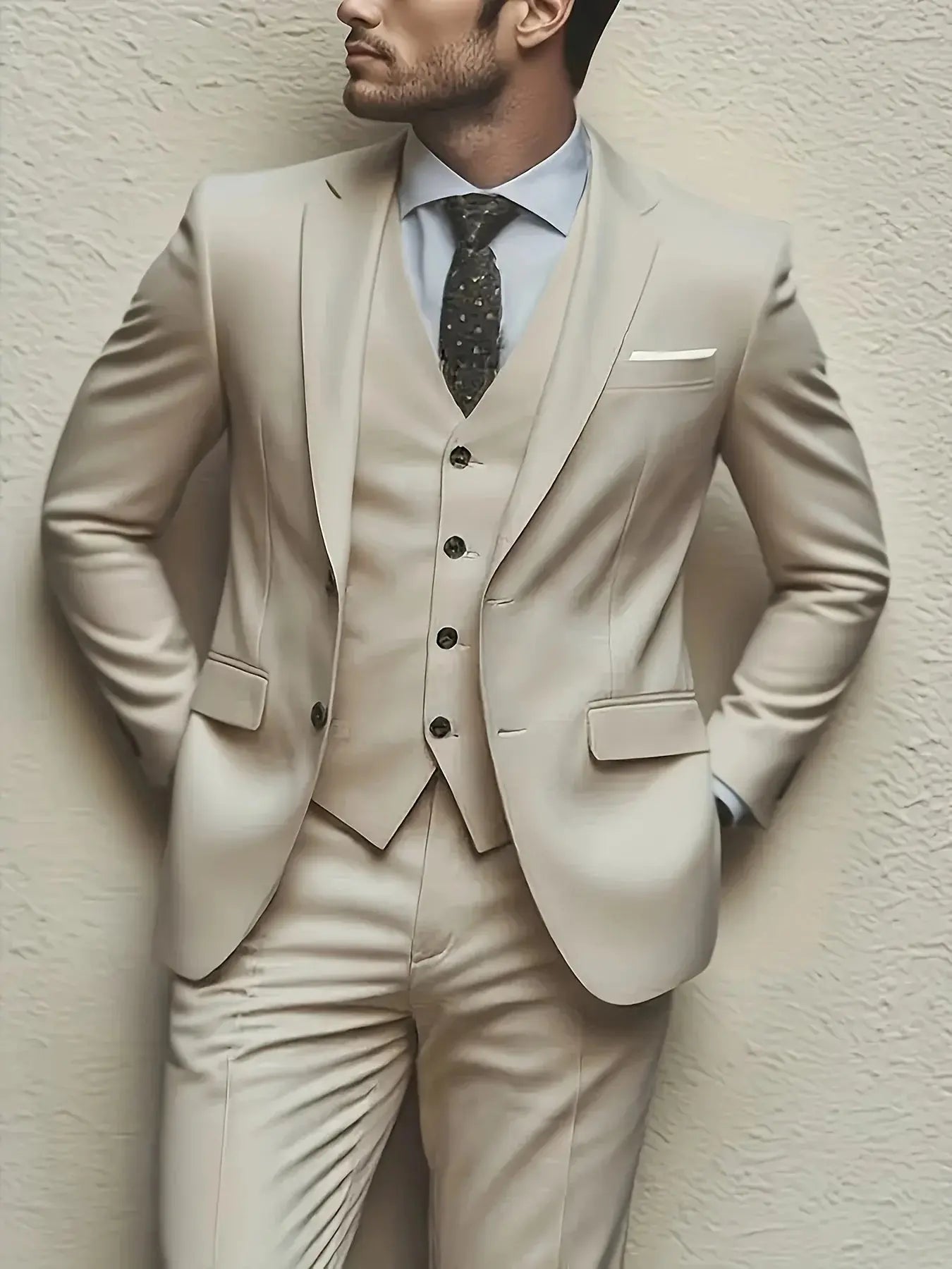 Men’s 3 - Piece Suit Set – Jacket, Vest & Trousers for Formal Events - Honesty Sales