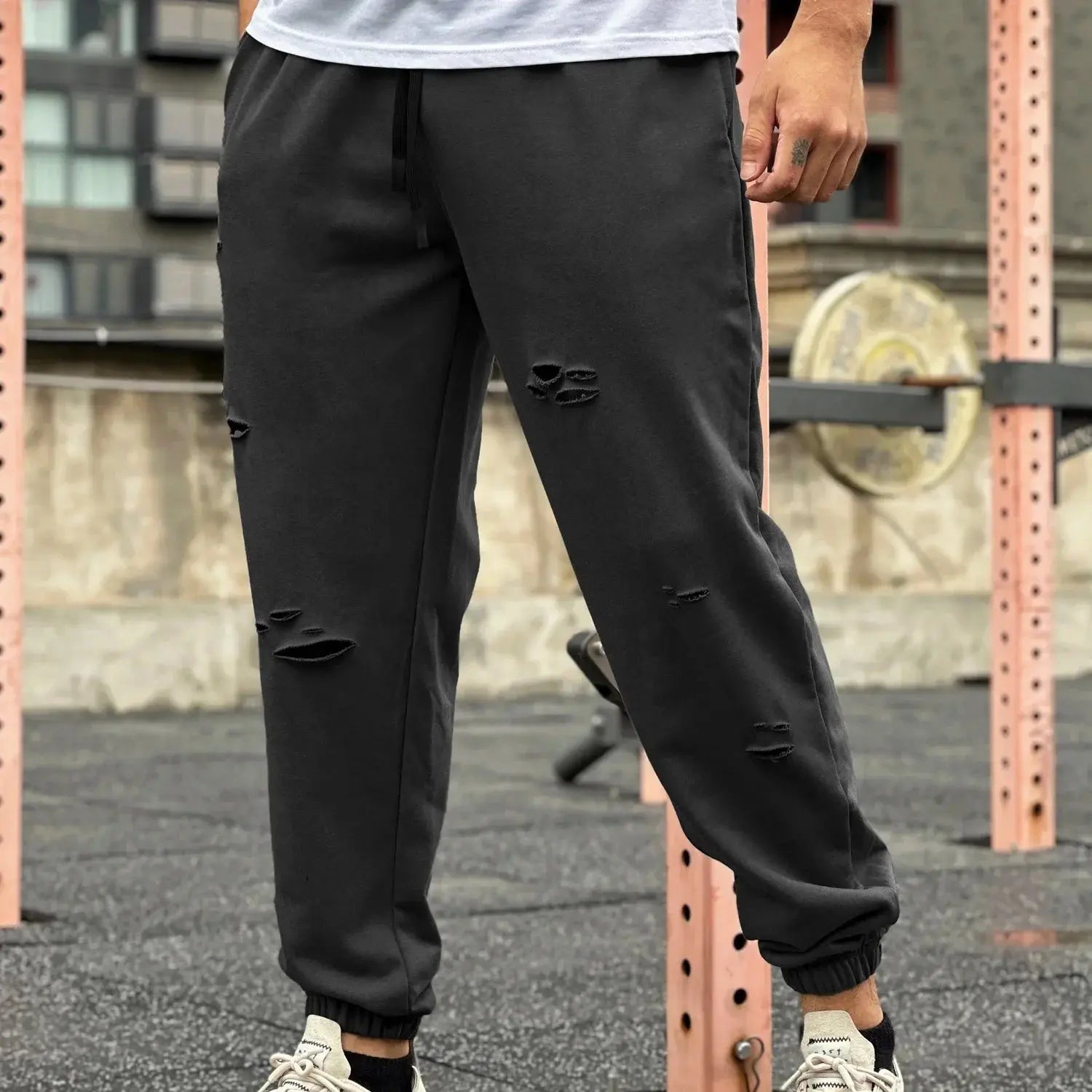 Men’s Baggy Patchwork Jeans – Vintage Distressed Straight Loose Pants - Honesty Sales