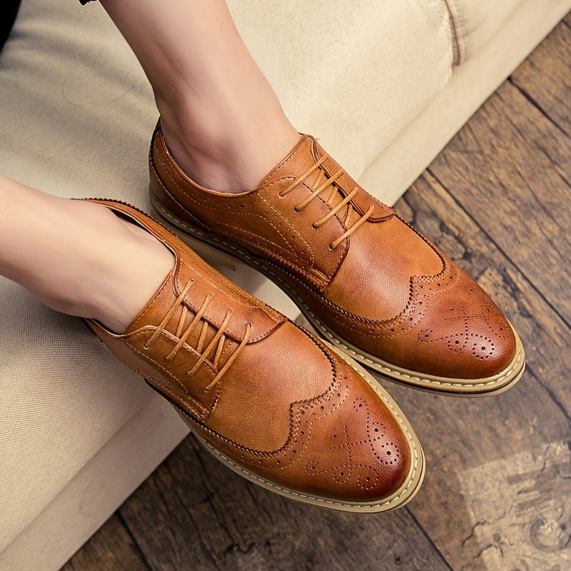 Men’s Business Casual Lace - Up Oxford Shoes – PU Upper & Sole, Low - Top Office & Formal Wear - Honesty Sales