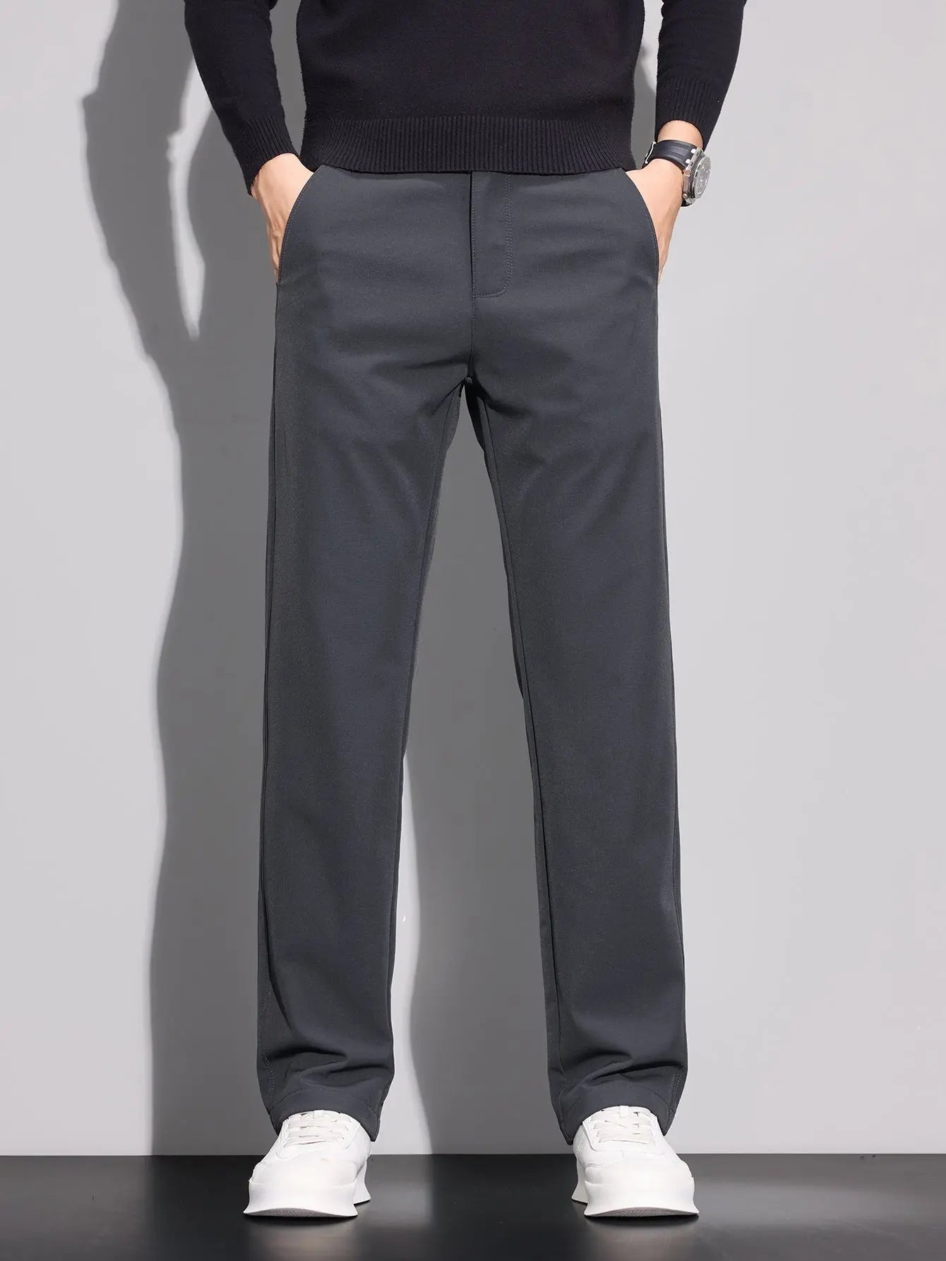 Men’s Business Straight - Leg Chino Pants – Multi - Pocket, Mid - Rise - Honesty Sales