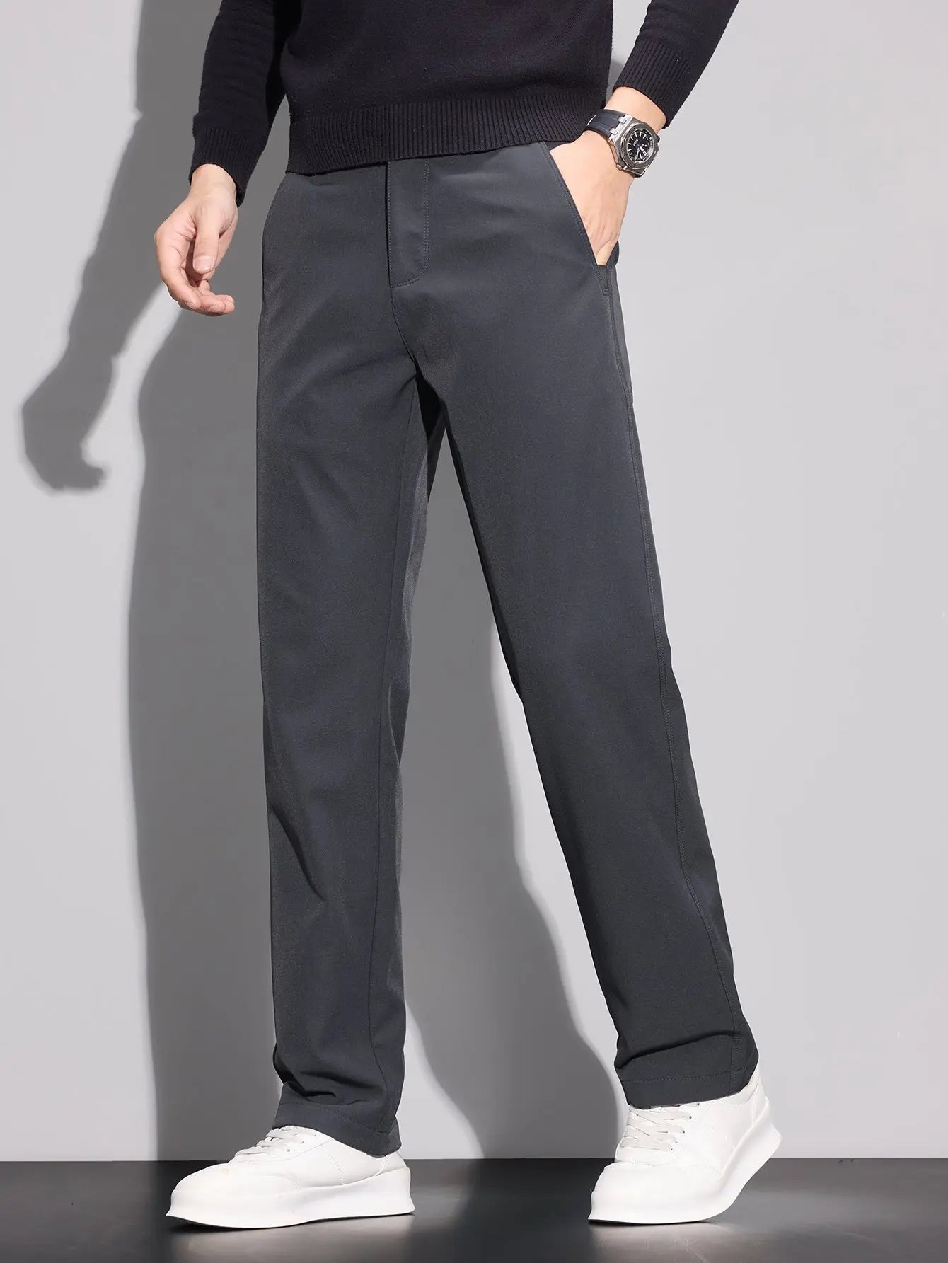 Men’s Business Straight - Leg Chino Pants – Multi - Pocket, Mid - Rise - Honesty Sales