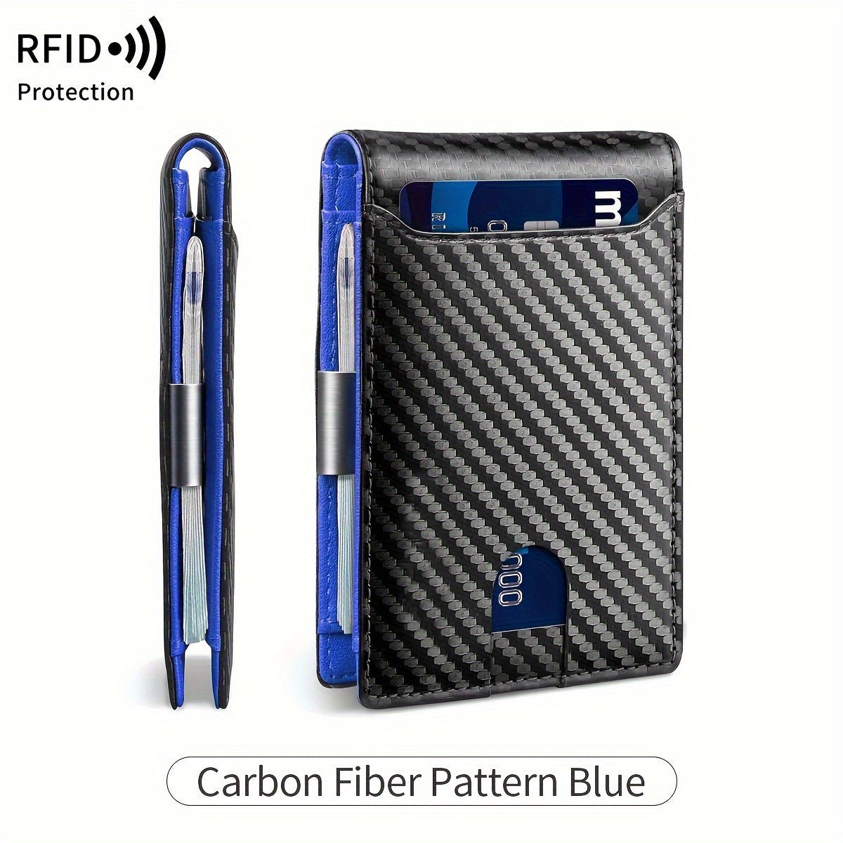 Men’s Carbon Fiber RFID Blocking Wallet – Ultra - Thin Minimalist Bifold Front Pocket Card Holder with Coin Purse - Honesty Sales